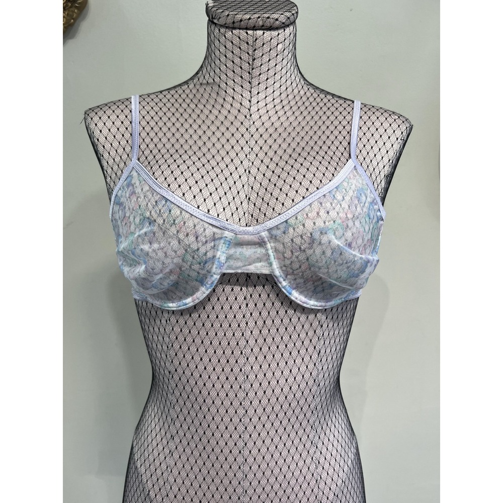 Vintage Classified Pastel Floral Print Sheer Mesh Underwire Bra Size 36B NWT